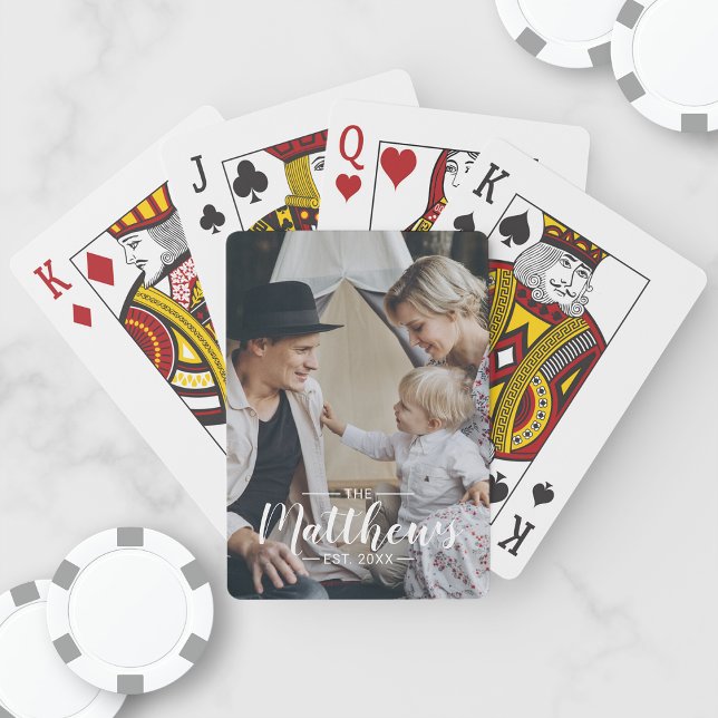 Jeu De Cartes Photo personnalisée avec nom de famille et année d (Créateur téléchargé)