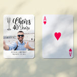 Jeu De Cartes Photo personnalisée encourage à 40 ans gardien d'a<br><div class="desc">Moderne tendance simple noir et blanc applaudit à 40 ans script jalone / n'importe quel âge hommes anniversaire gardien cadeau jouant cartes avec la typographie brossée manuscrite.              Facile à personnaliser avec votre photo,  âge,  nom et date !</div>
