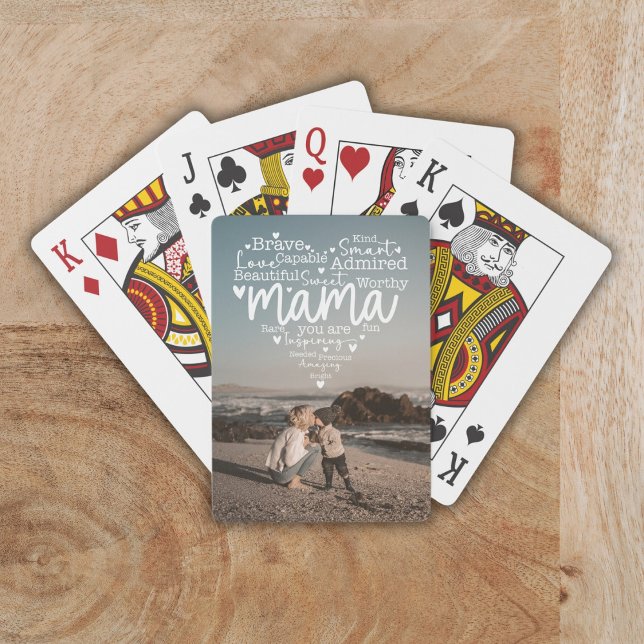 Jeu De Cartes Photo personnalisée Mama Vous Êtes Script Coeur Ov (Créateur téléchargé)