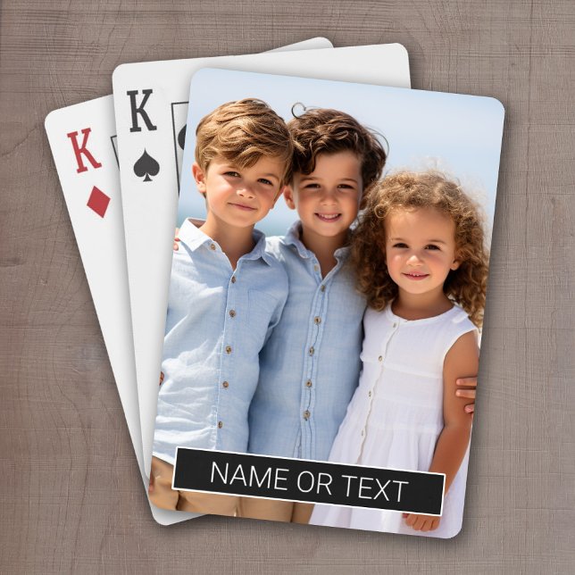 Jeu De Cartes Photo verticale avec bloc de couleur noire pour le (Custom playing cards with a place to personalize with a photo and text)