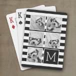 Jeu De Cartes Photographie noir blanc rayé Collage personnalisé<br><div class="desc">Arrière - plan inclut un Motif rayé optionnel - Utilisez cinq photos carrés pour créer un cadeau unique et personnel. Ou vous pouvez garder le chiot hipster et faire un gardien branché. Si vous avez besoin d'ajuster les images,  cliquez sur l'outil personnaliser pour apporter des modifications.</div>