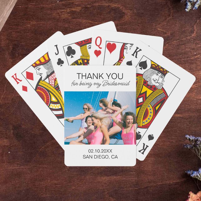 Jeu De Cartes Photographie personnalisée Merci de la servante Fa (Bridesmaids Thank You Favor Personalized Photo Poker Cards
)