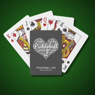 Jeu De Cartes Pickleball Player Nom personnalisé Coeur Design