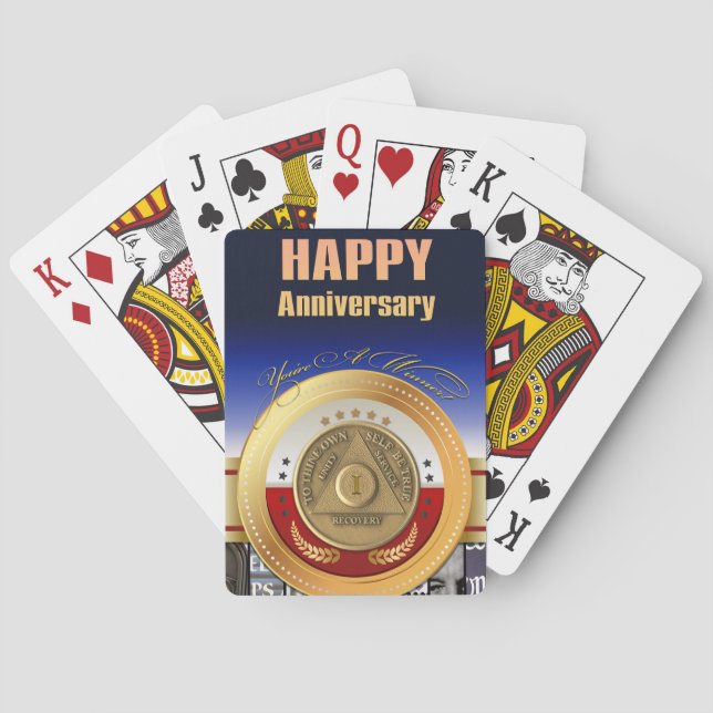 Jeu De Cartes Pièce commémorative de 1 an AA Vous êtes un gagnan (dos)