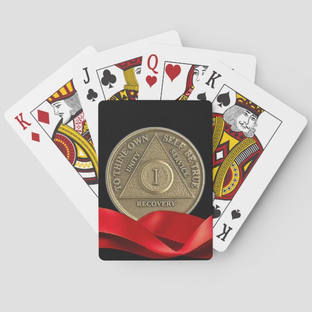 Jeu De Cartes Pièce commémorative du ruban rouge du 1er annivers (dos)