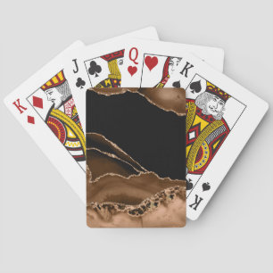 Jeu De Cartes Pierre contemporaine en agate marbrée marron faux 