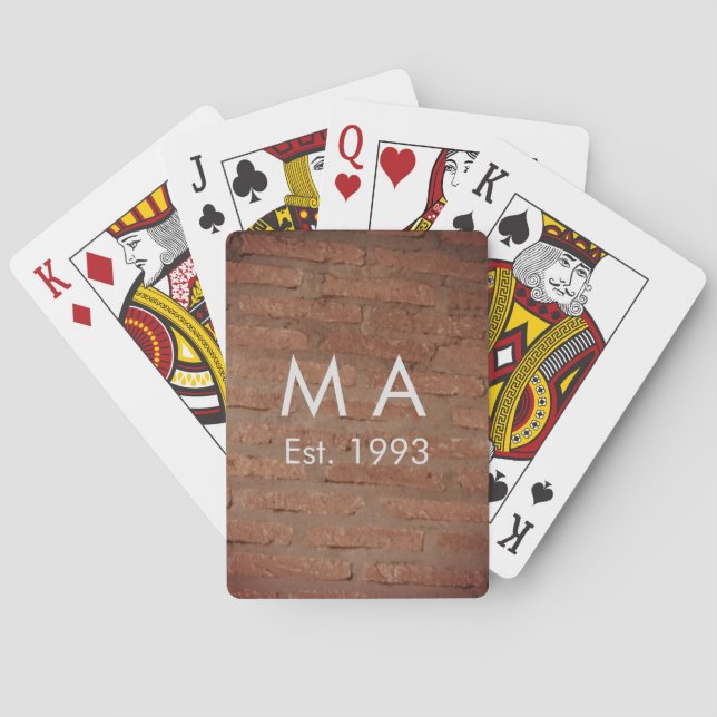 Jeu De Cartes pierre de brique rustique Brown ajouter le nom let (dos)