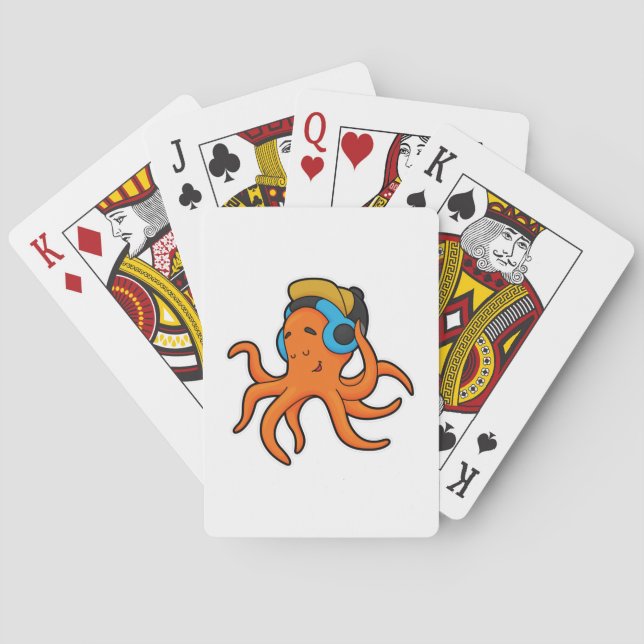 Jeu De Cartes Pieuvre à la musique avec casque audio (dos)