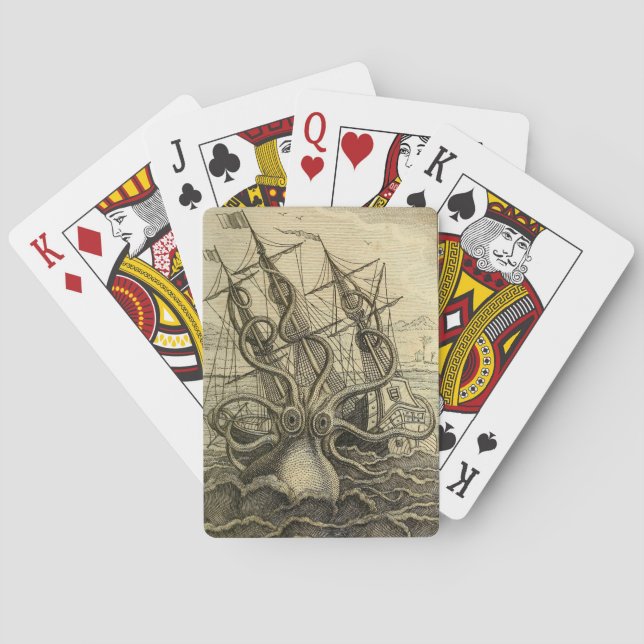 Jeu De Cartes Pieuvre géante Vintage 1801 Etching (dos)