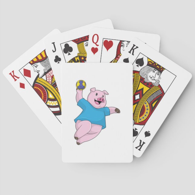Jeu De Cartes Pig en tant que joueur de handball avec Handball (dos)