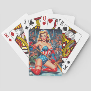 Jeu De Cartes Pin-up de hockey rétro