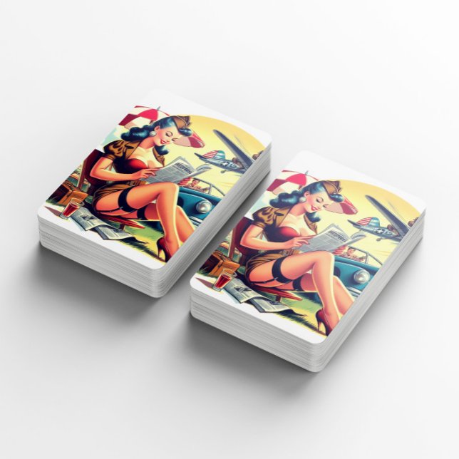 Jeu De Cartes Pin-up Pilote Rétro (Créateur téléchargé)