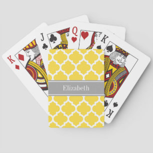 Jeu De Cartes Pineapple Wht Moroccan #5 Dk Gray Name Monogram