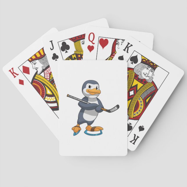 Jeu De Cartes Pingouin au hockey sur glace avec bâton de hockey  (dos)