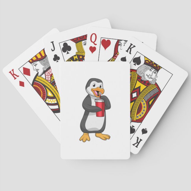 Jeu De Cartes Pingouin avec tasse à boire avec paille (dos)