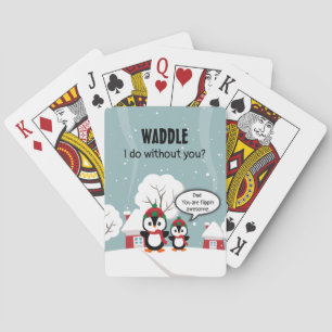 Jeu De Cartes Pingouin Bébé Gris Mignonne En Neige D'Hiver