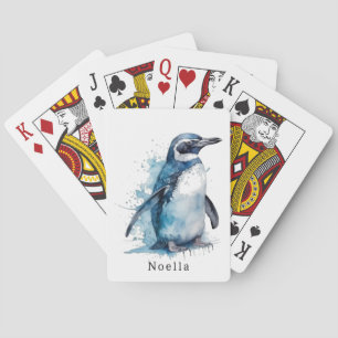 Jeu De Cartes Pingouin d'aquarelle Arctique, personnalisé