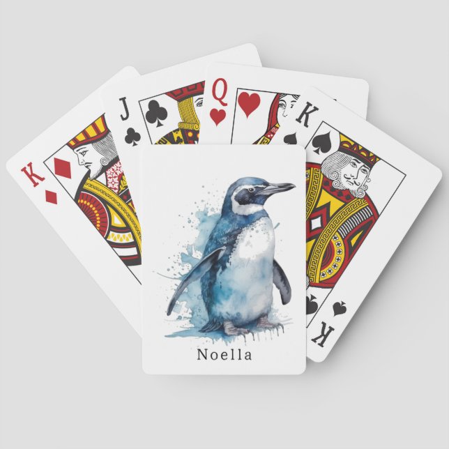 Jeu De Cartes Pingouin d'aquarelle Arctique, personnalisé (dos)