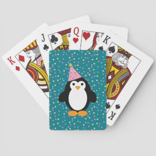 Jeu De Cartes Pingouin de fête mignonne avec arrière - plan Conf