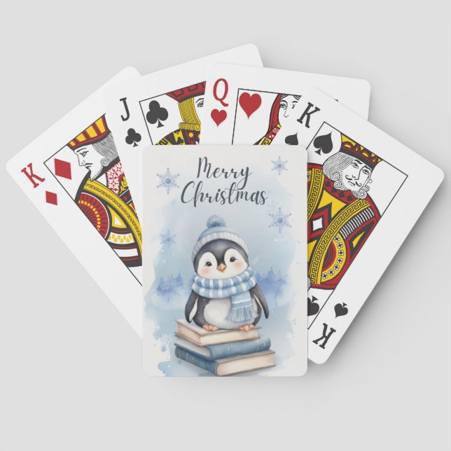 Jeu De Cartes Pingouin de Noël aquarelle (dos)