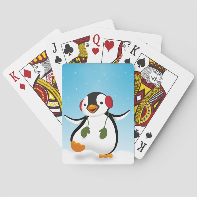 Jeu De Cartes Pingouin drôle mignon d'hiver (dos)