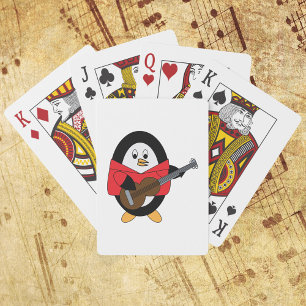 Jeu De Cartes Pingouin jouant de la musique de guitare