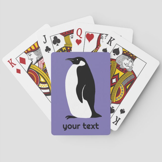 Jeu De Cartes Pingouin violet noir blanc CUSTOM animal mou (dos)