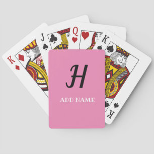Jeu De Cartes Pink Elegant Monogramme Script Nom moderne