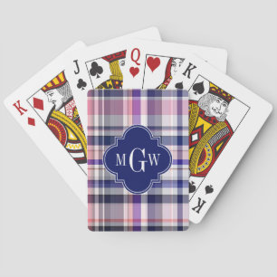 Jeu De Cartes Pink Navy White Preppy Madras Quatrefoil