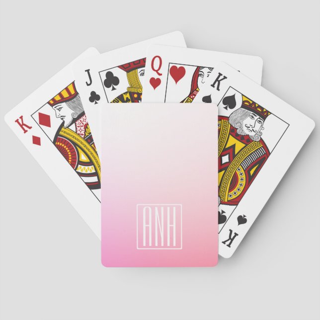 Jeu De Cartes Pink Ombre Gradation et vos initiales (dos)