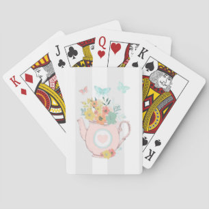 Jeu De Cartes Pink Teapot with Flowers & Butterflies