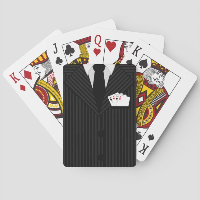 Jeu De Cartes Pinstripe Costume et Cravate Casino Poker Jouer de (dos)