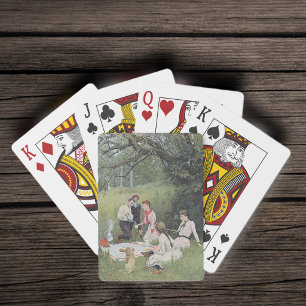 Jeu De Cartes Pique-nique familial victorien vintage en forêt