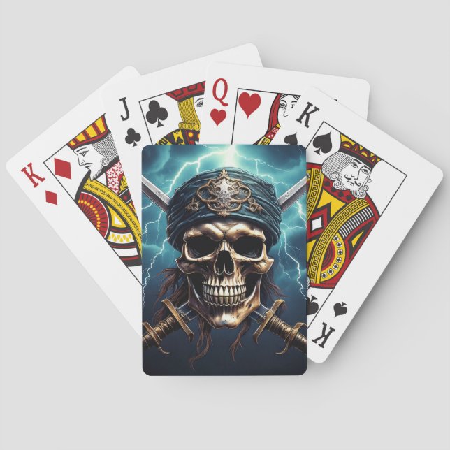 Jeu De Cartes Pirate crâne avec épées Classic Playing Cartes (dos)