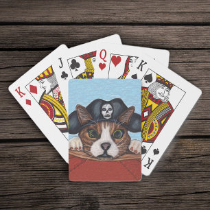 Jeu De Cartes Pirate Cute Surpris Chat Brown rayé