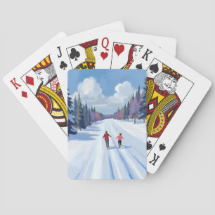 Jeu De Cartes Piste de ski   Ski alpin aquarelle hiver