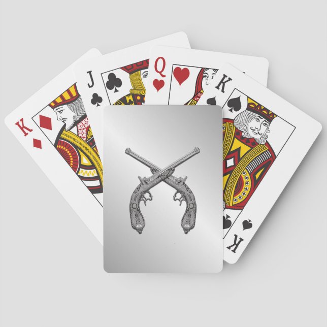 Jeu De Cartes Pistolets de duel argent (dos)