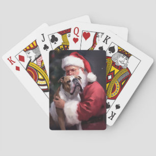 Jeu De Cartes Pitbull avec le Père Noël Fête de Noël