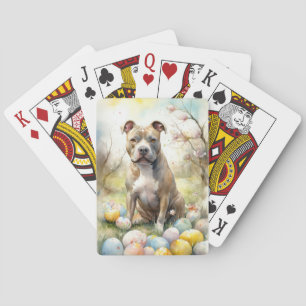Jeu De Cartes Pitbull Chien avec des oeufs de Pâques vacances