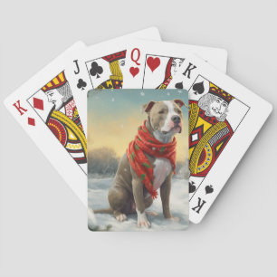Jeu De Cartes Pitbull Chien dans Noël de neige
