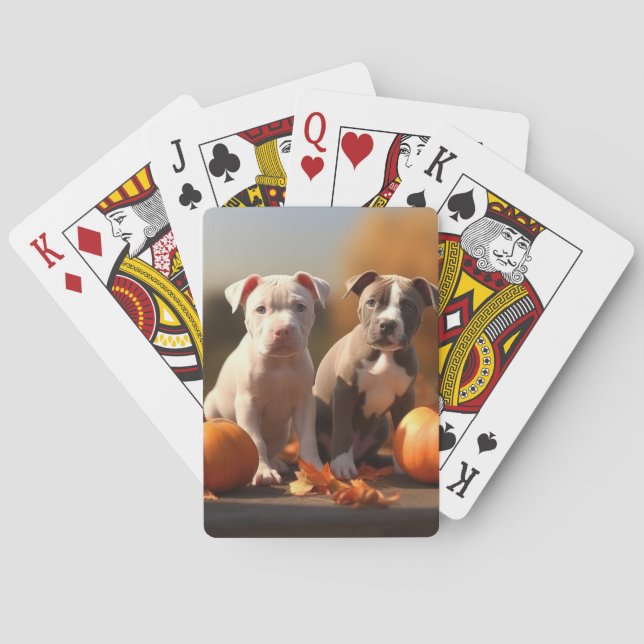Jeu De Cartes Pitbull Chiot Automne Citrouille de plaisir (dos)