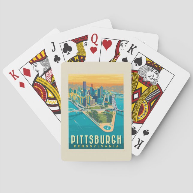 Jeu De Cartes Pittsburgh, PA | Vue oeil d'oiseau (dos)