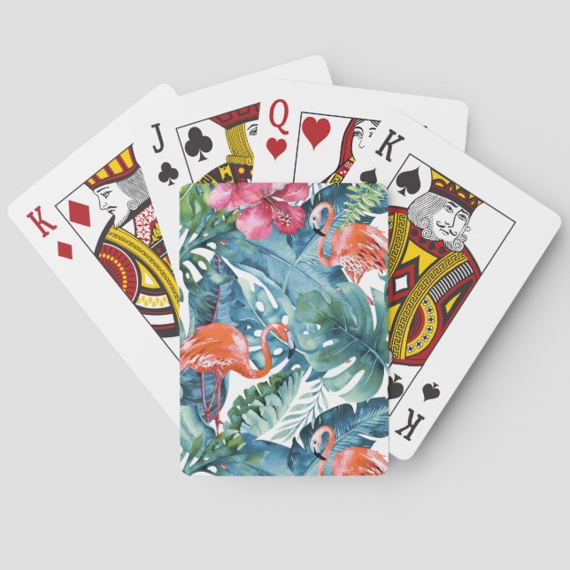 Jeu De Cartes PixDezines Flamants roses roses Turquoise Foliage (dos)