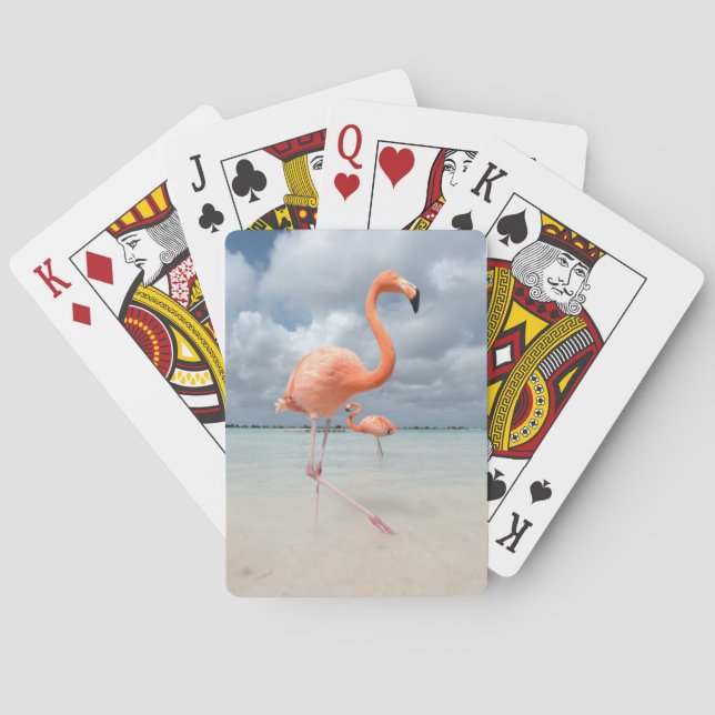Jeu De Cartes Plage Aruba de Flamants roses (dos)