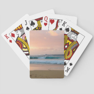 Jeu De Cartes Plage au coucher du soleil et océan 