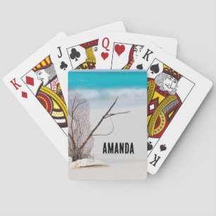 Jeu De Cartes Plage de sable avec coquillages blancs