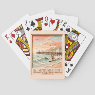 Jeu De Cartes Plage de Surfrider à Malibu Surfant Texte 3D Vinta