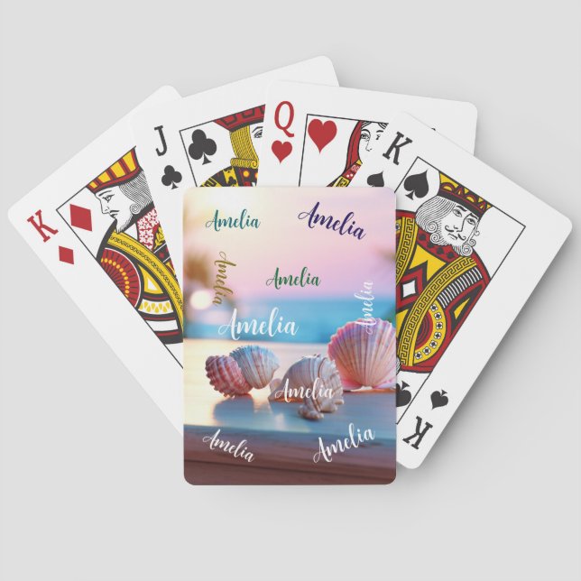 Jeu De Cartes Plage d'été personnalisée Élégant (dos)