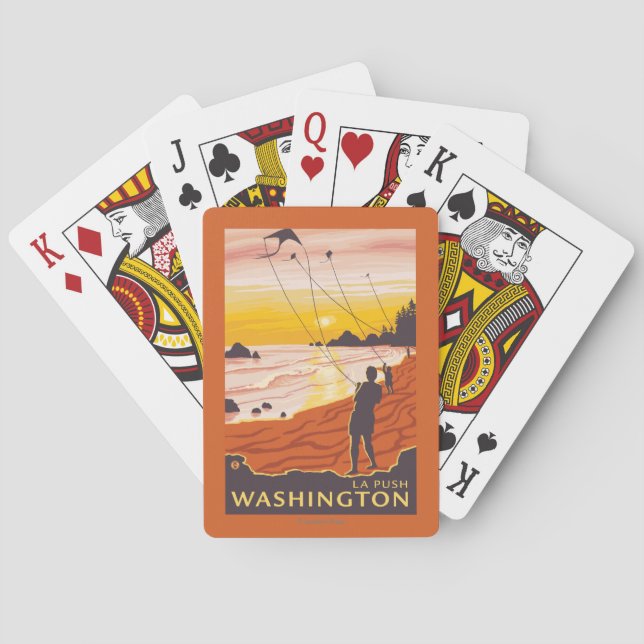 Jeu De Cartes Plage et cerfs-volants - poussée de La, Washington (dos)