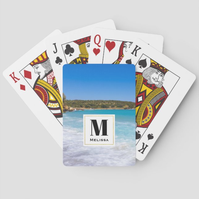 Jeu De Cartes Plage exotique Île tropicale Paradis Monogramme (dos)